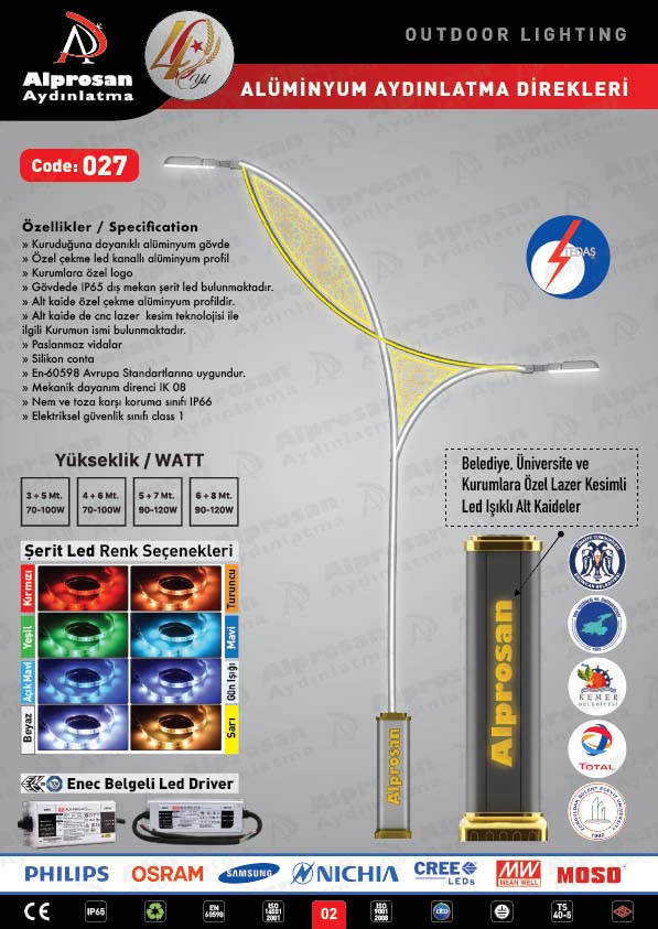 Tedaş Alüminyum Aydınlatma Direkleri