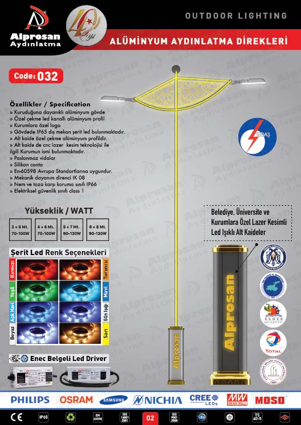 Tedaş Alüminyum Aydınlatma Direkleri