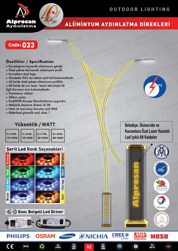 Tedaş Alüminyum Aydınlatma Direkleri