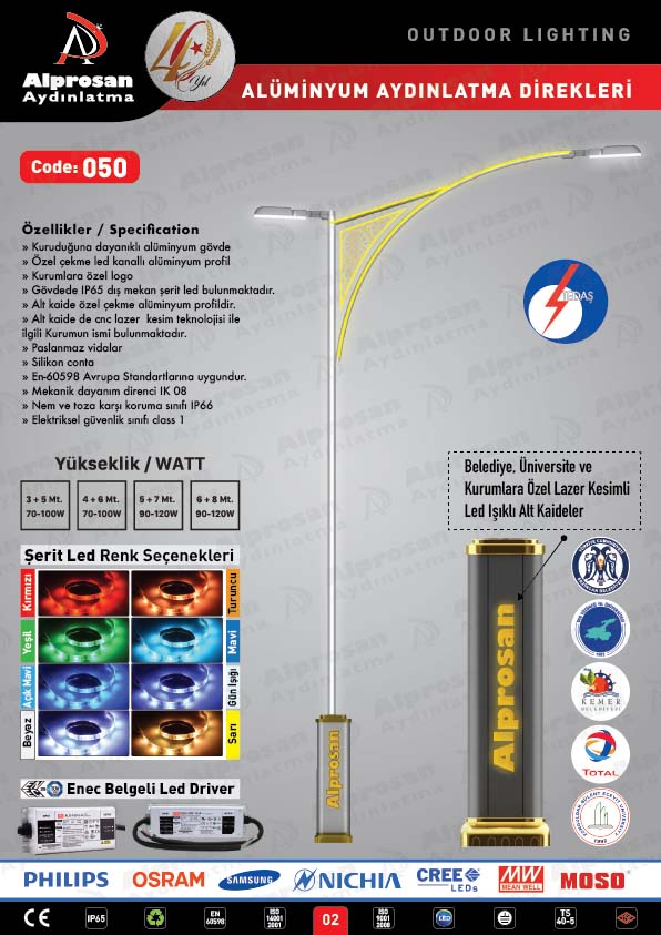Tedaş Alüminyum Aydınlatma Direkleri