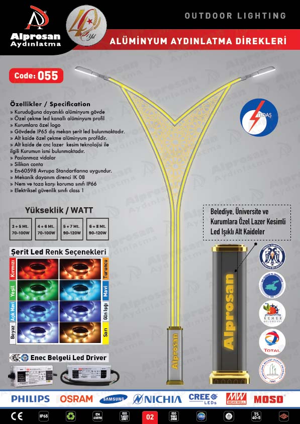 Tedaş Alüminyum Aydınlatma Direkleri