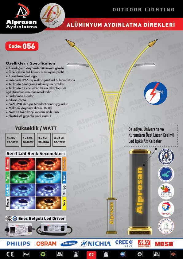 Tedaş Alüminyum Aydınlatma Direkleri