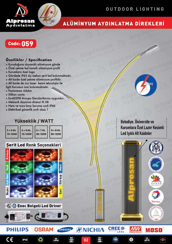 Tedaş Alüminyum Aydınlatma Direkleri