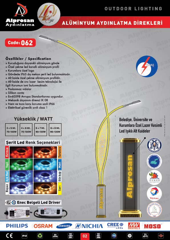 Tedaş Alüminyum Aydınlatma Direkleri