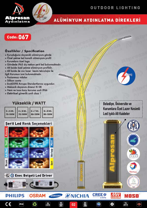 Tedaş Alüminyum Aydınlatma Direkleri