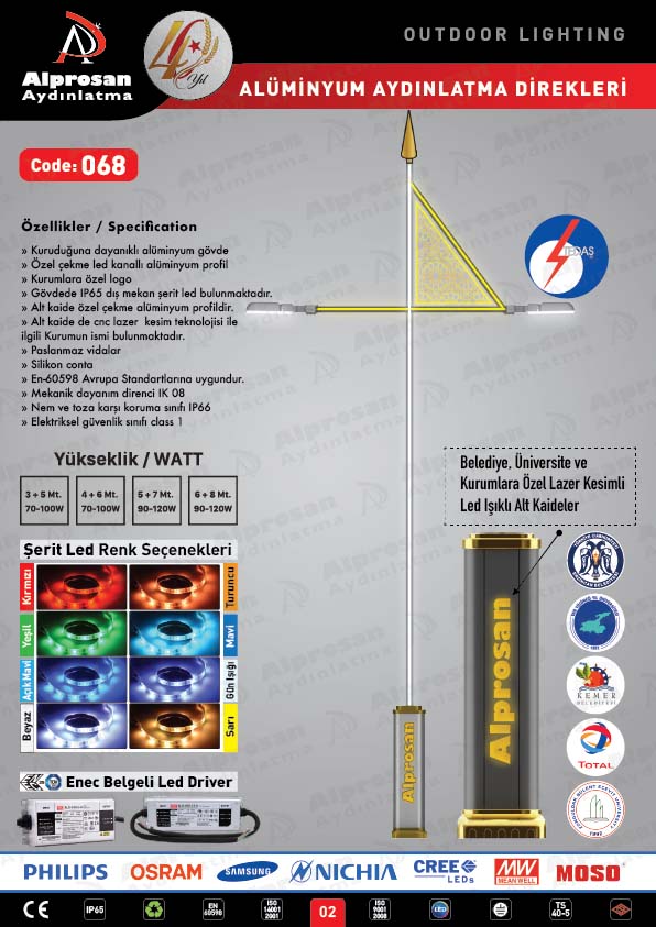 Tedaş Alüminyum Aydınlatma Direkleri