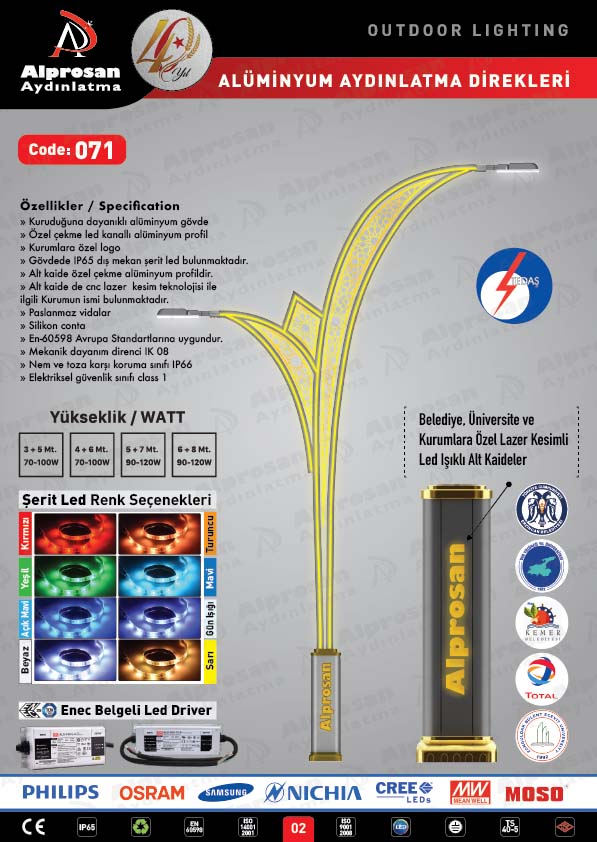 Tedaş Alüminyum Aydınlatma Direkleri