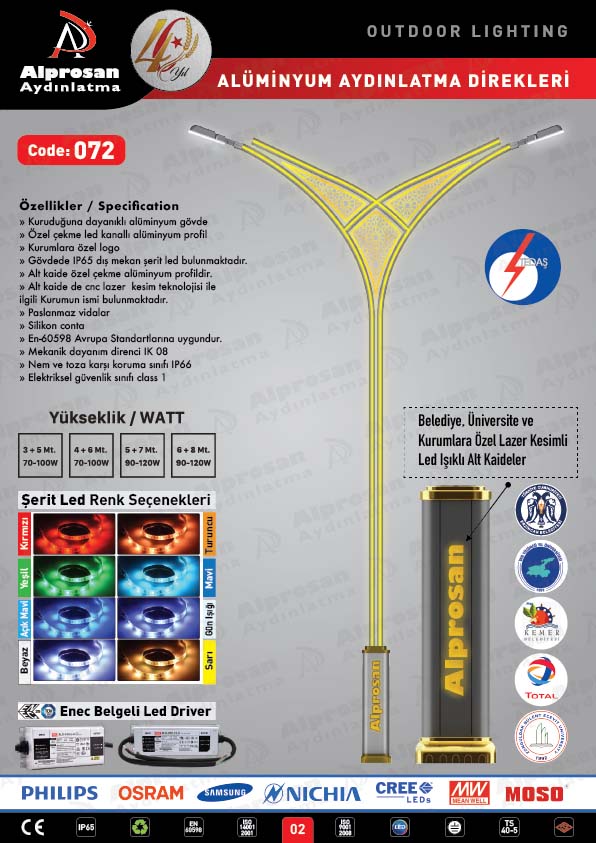 Tedaş Alüminyum Aydınlatma Direkleri