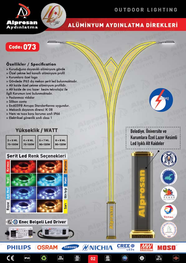 Tedaş Alüminyum Aydınlatma Direkleri