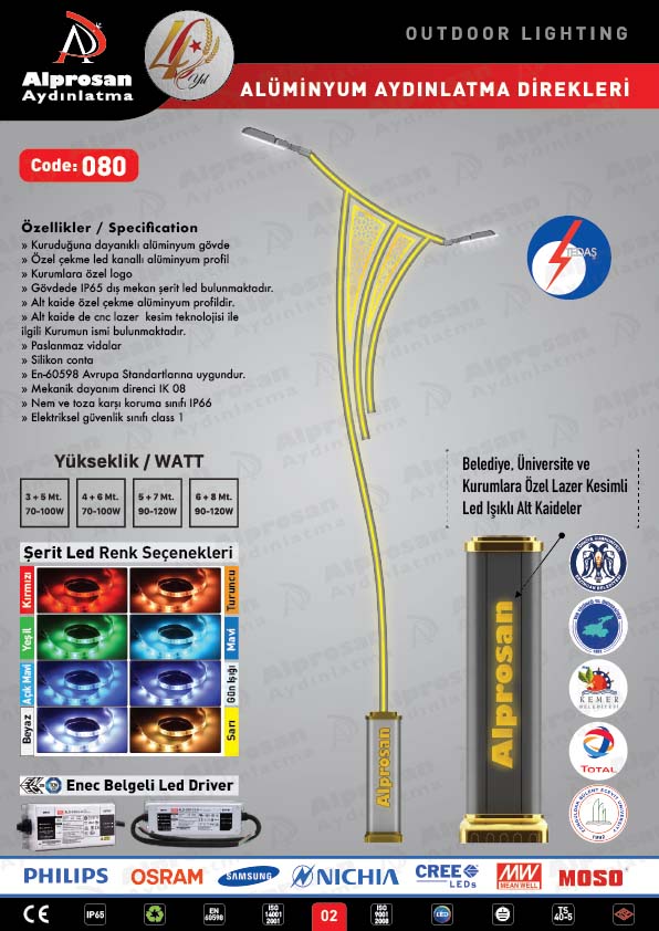 Tedaş Alüminyum Aydınlatma Direkleri
