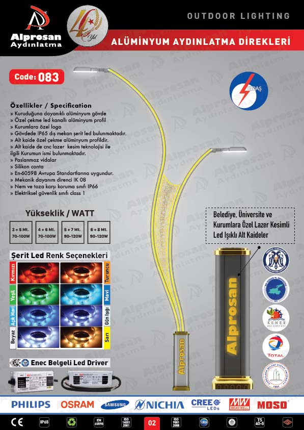 Tedaş Alüminyum Aydınlatma Direkleri
