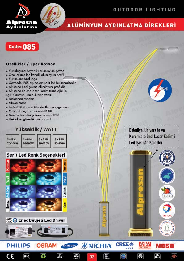 Tedaş Alüminyum Aydınlatma Direkleri