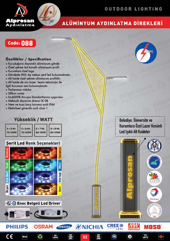 Tedaş Alüminyum Aydınlatma Direkleri