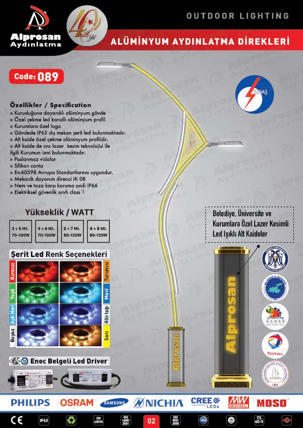 Tedaş Alüminyum Aydınlatma Direkleri