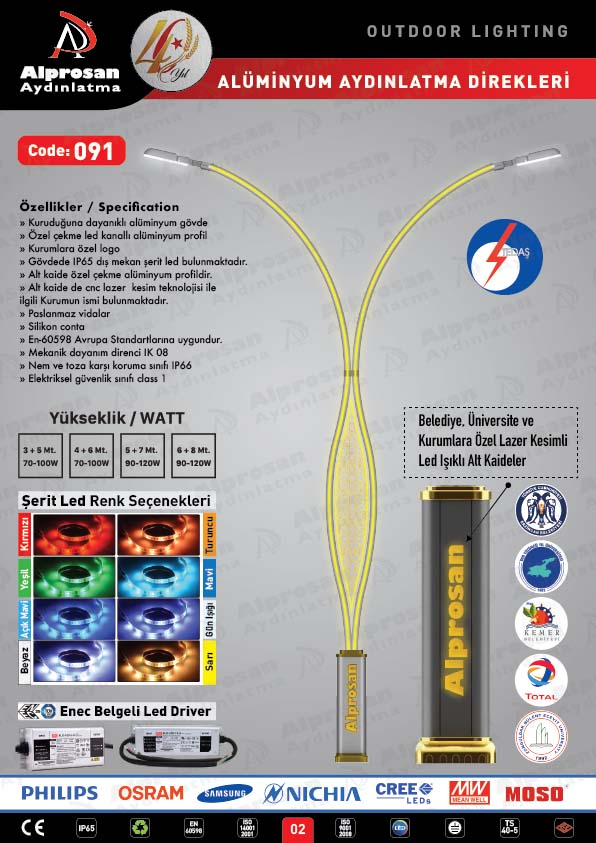 Tedaş Alüminyum Aydınlatma Direkleri