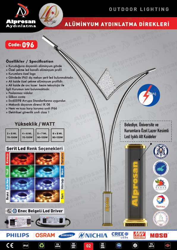 Tedaş Alüminyum Aydınlatma Direkleri