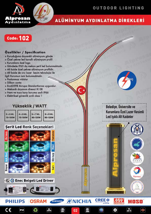 Tedaş Alüminyum Aydınlatma Direkleri
