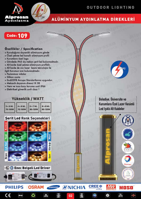 Tedaş Alüminyum Aydınlatma Direkleri