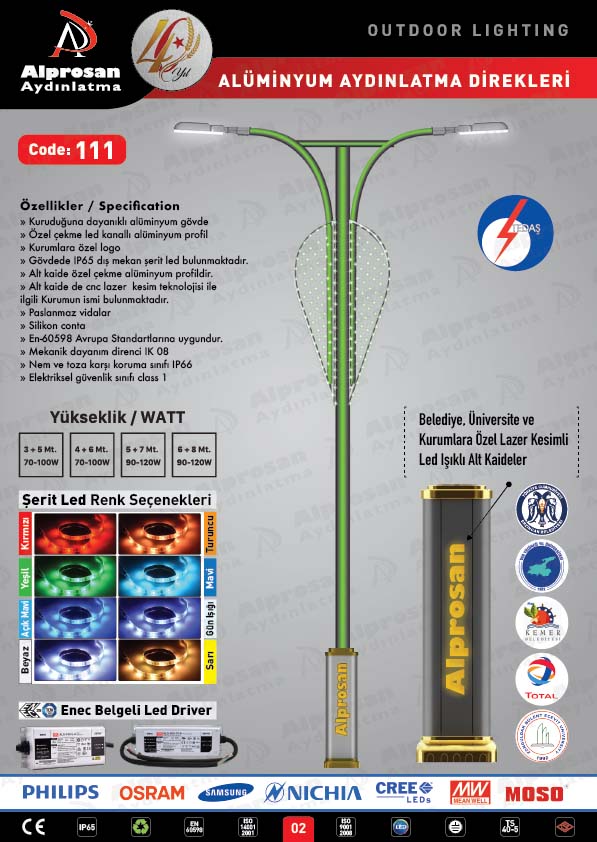 Tedaş Alüminyum Aydınlatma Direkleri