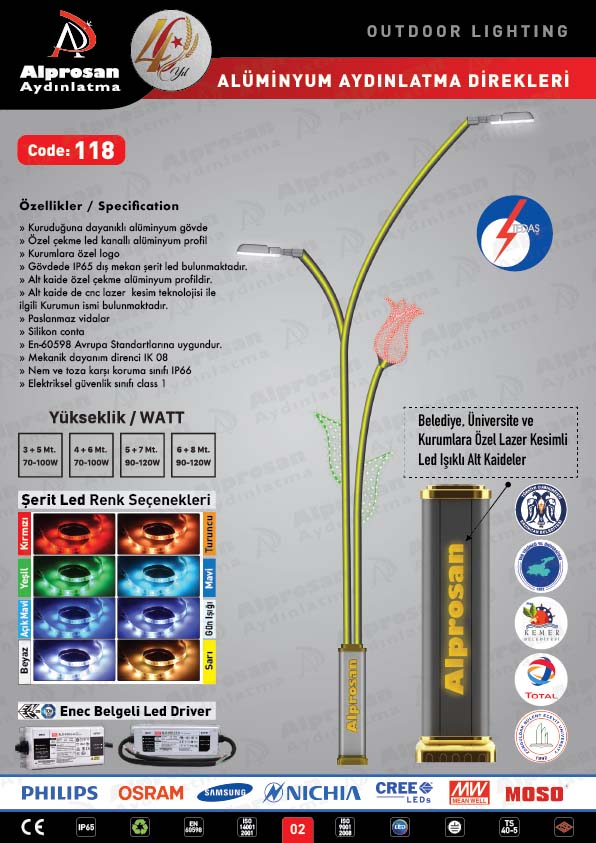 Tedaş Alüminyum Aydınlatma Direkleri