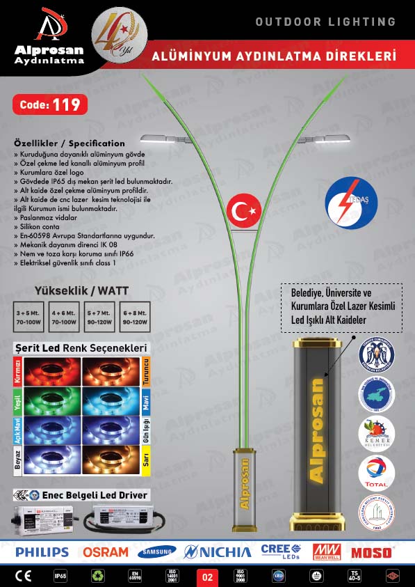Tedaş Alüminyum Aydınlatma Direkleri
