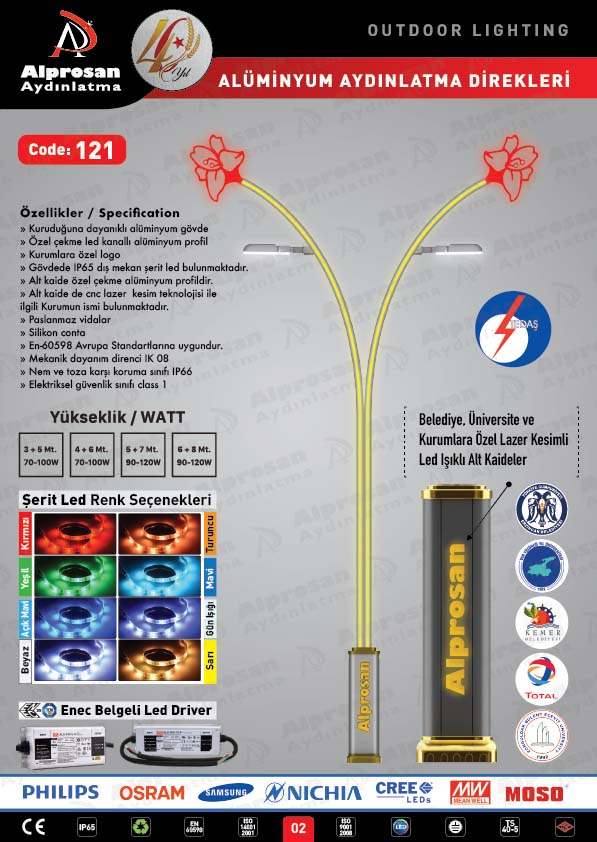 Tedaş Alüminyum Aydınlatma Direkleri