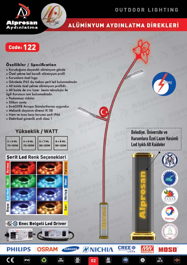 Tedaş Alüminyum Aydınlatma Direkleri