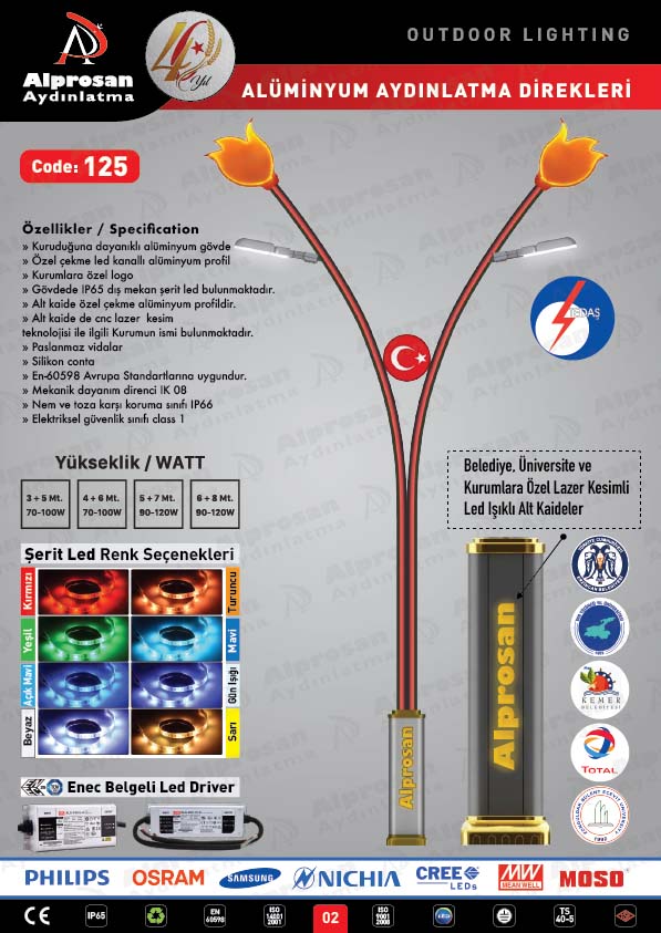 Tedaş Alüminyum Aydınlatma Direkleri