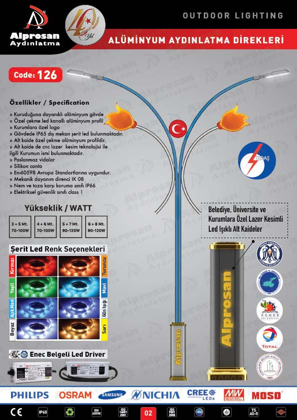 Tedaş Alüminyum Aydınlatma Direkleri