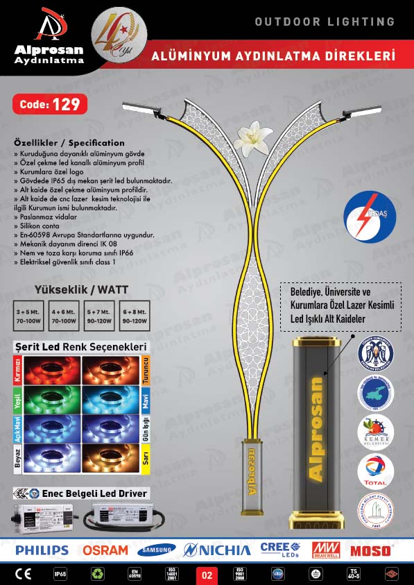 Tedaş Alüminyum Aydınlatma Direkleri