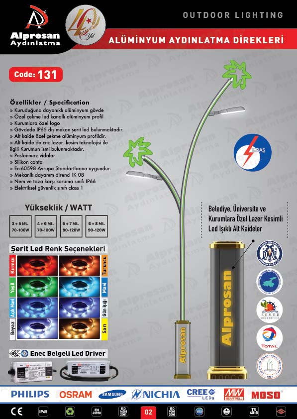 Tedaş Alüminyum Aydınlatma Direkleri
