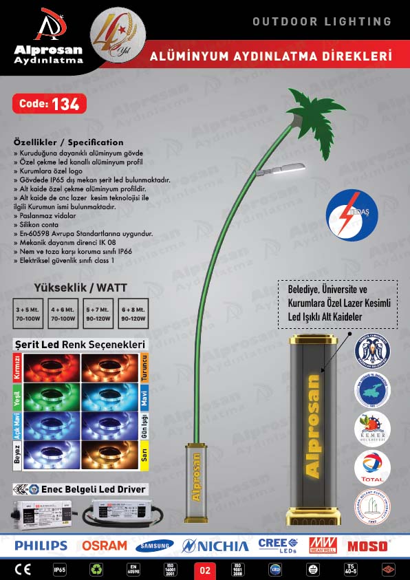 Tedaş Alüminyum Aydınlatma Direkleri