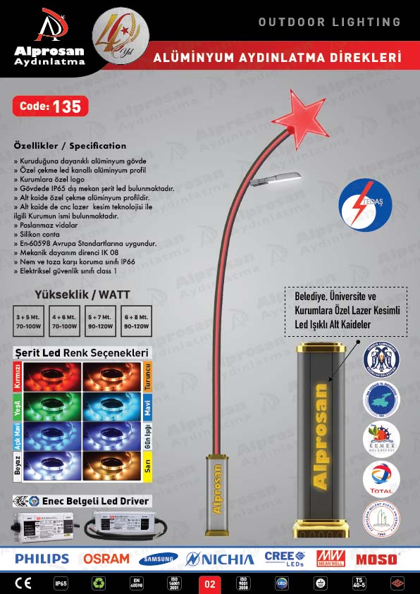 Tedaş Alüminyum Aydınlatma Direkleri
