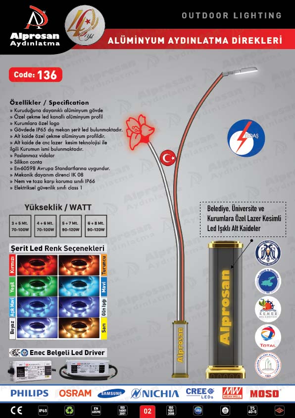 Tedaş Alüminyum Aydınlatma Direkleri