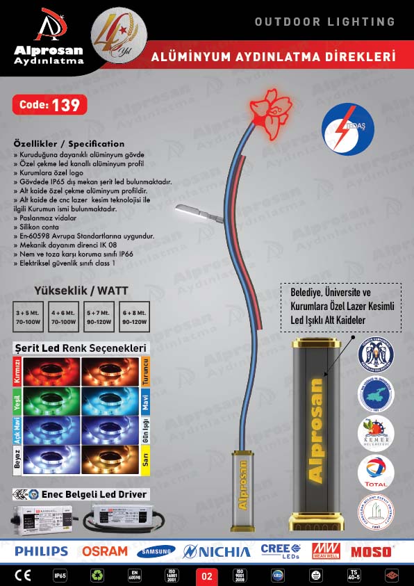 Tedaş Alüminyum Aydınlatma Direkleri