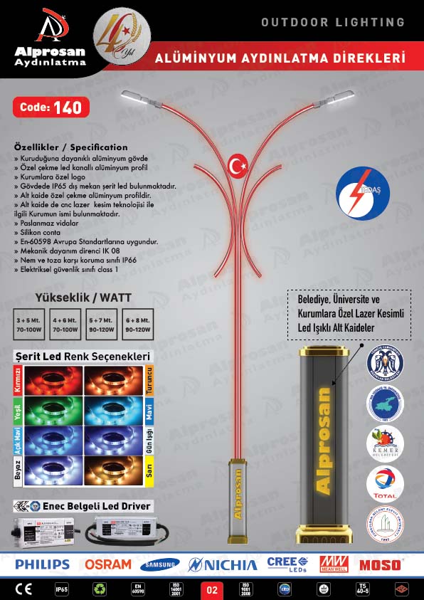 Tedaş Alüminyum Aydınlatma Direkleri