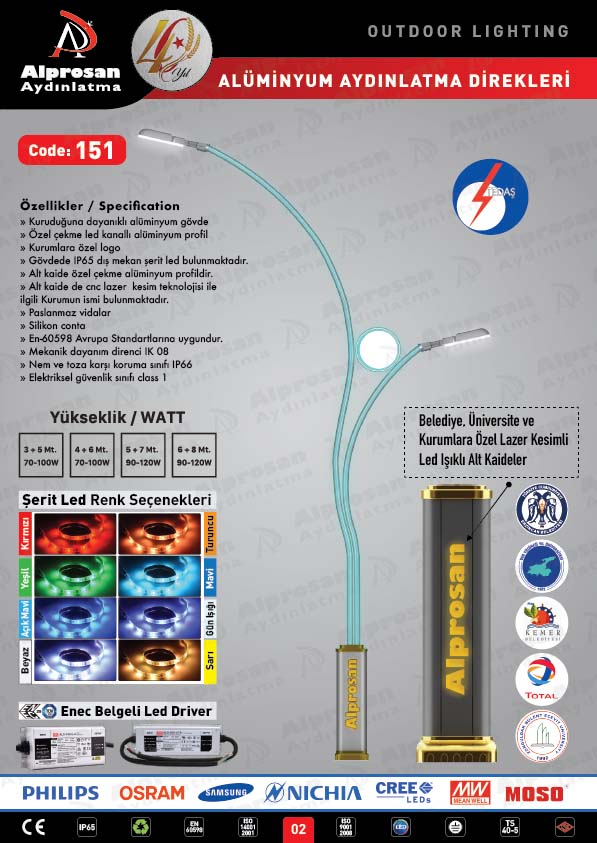 Tedaş Alüminyum Aydınlatma Direkleri