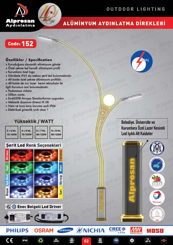 Tedaş Alüminyum Aydınlatma Direkleri