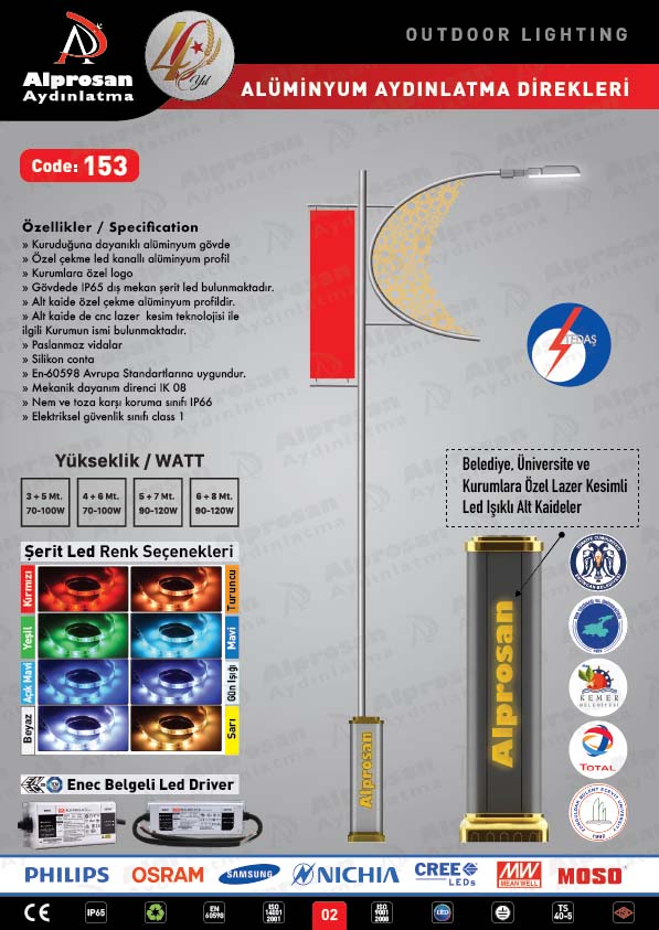 Tedaş Alüminyum Aydınlatma Direkleri