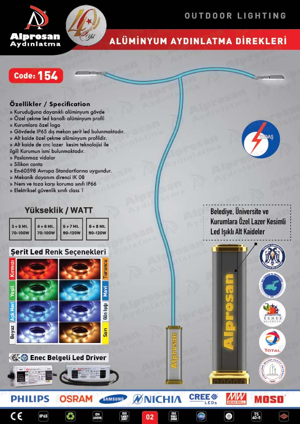 Tedaş Alüminyum Aydınlatma Direkleri