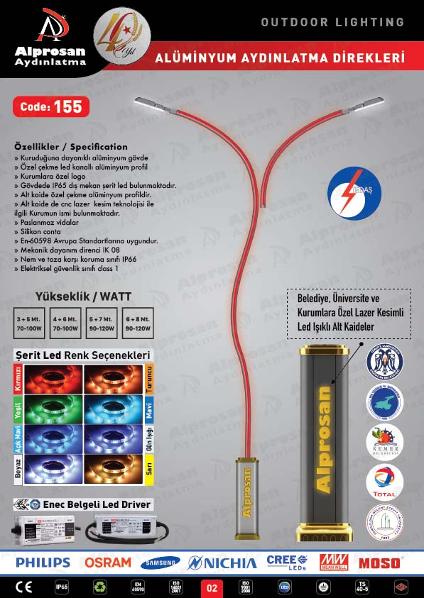 Tedaş Alüminyum Aydınlatma Direkleri
