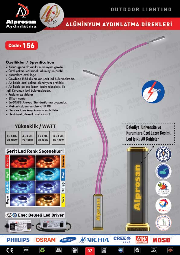 Tedaş Alüminyum Aydınlatma Direkleri