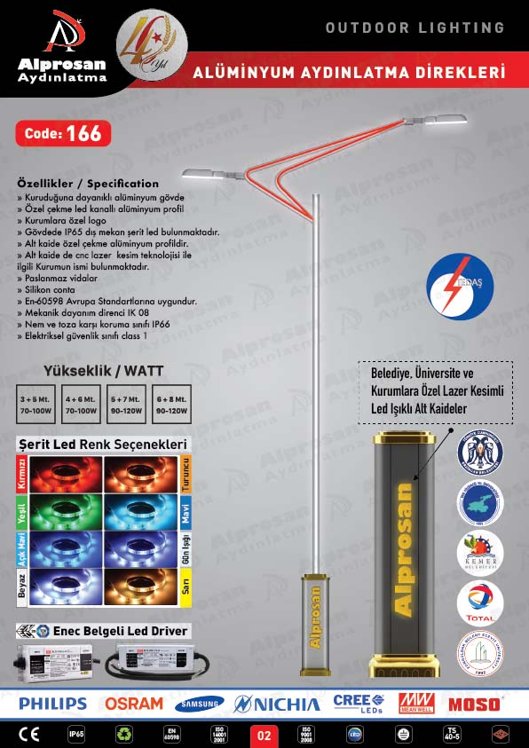 Tedaş Alüminyum Aydınlatma Direkleri