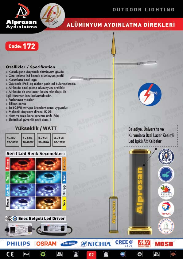 Tedaş Alüminyum Aydınlatma Direkleri