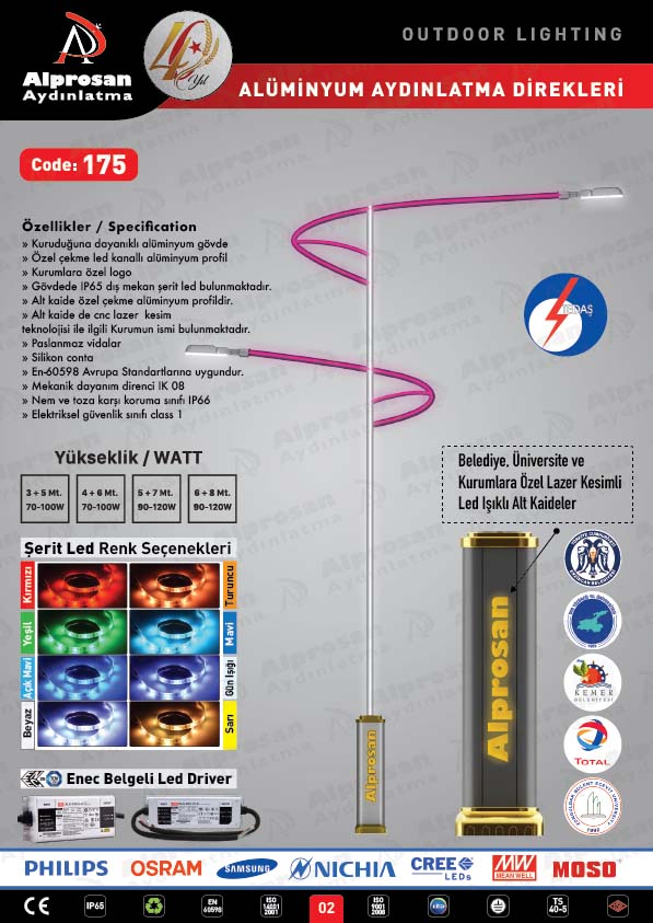 Tedaş Alüminyum Aydınlatma Direkleri
