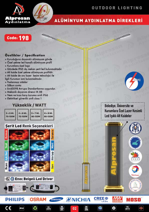 Tedaş Alüminyum Aydınlatma Direkleri