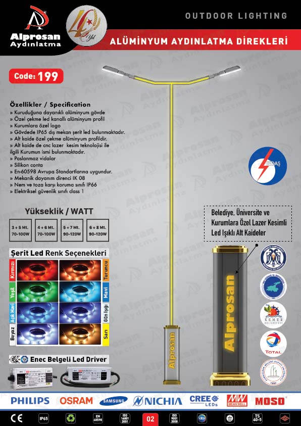 Tedaş Alüminyum Aydınlatma Direkleri