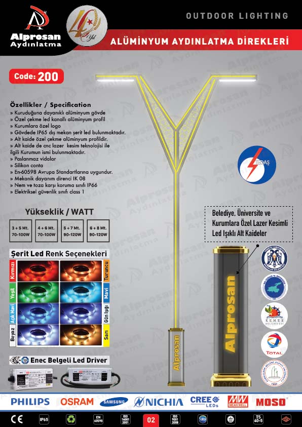 Tedaş Alüminyum Aydınlatma Direkleri