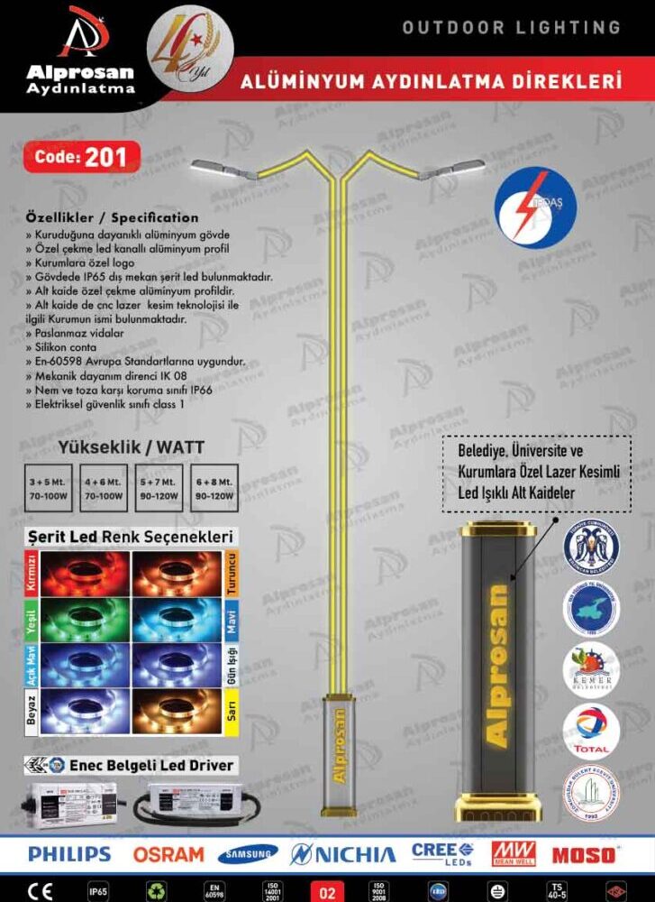 Tedaş Alüminyum Aydınlatma Direkleri