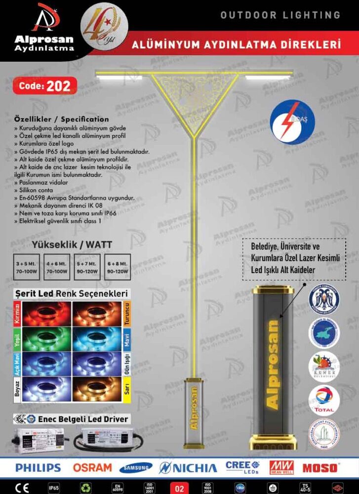 Tedaş Alüminyum Aydınlatma Direkleri